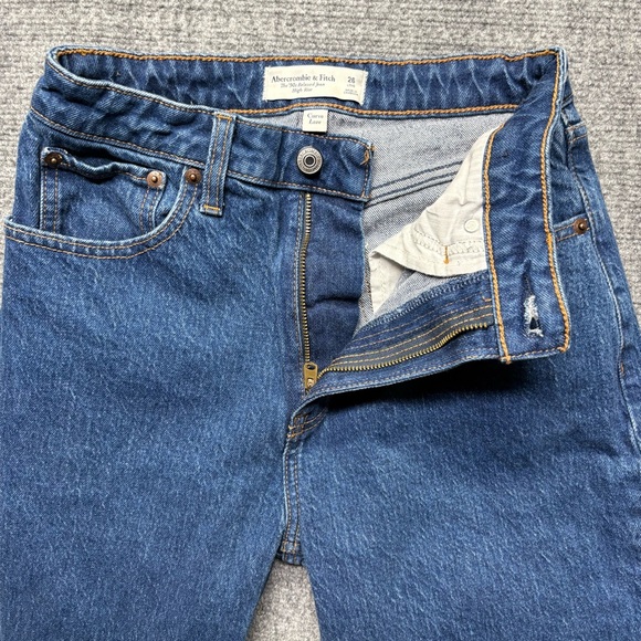 Abercrombie Fitch Jeans Womens 26 Long Blue 90's Relaxed High Rise Curve Love - Picture 3 of 13